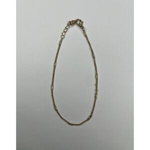 Dainty Gold-Tone Chain Bracelet with Cylinder Bead Accents